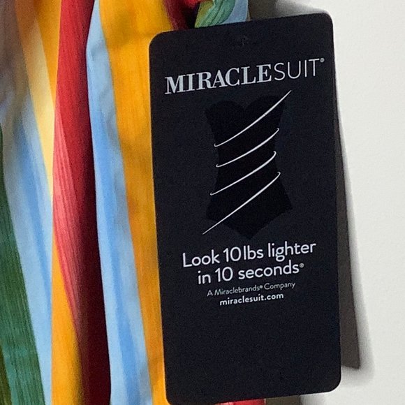 ❌SOLD❌ Miraclesuit Rainbow Pride Stripe Swimsuit Bathing Suit Monokini L NEW - Picture 5 of 10
